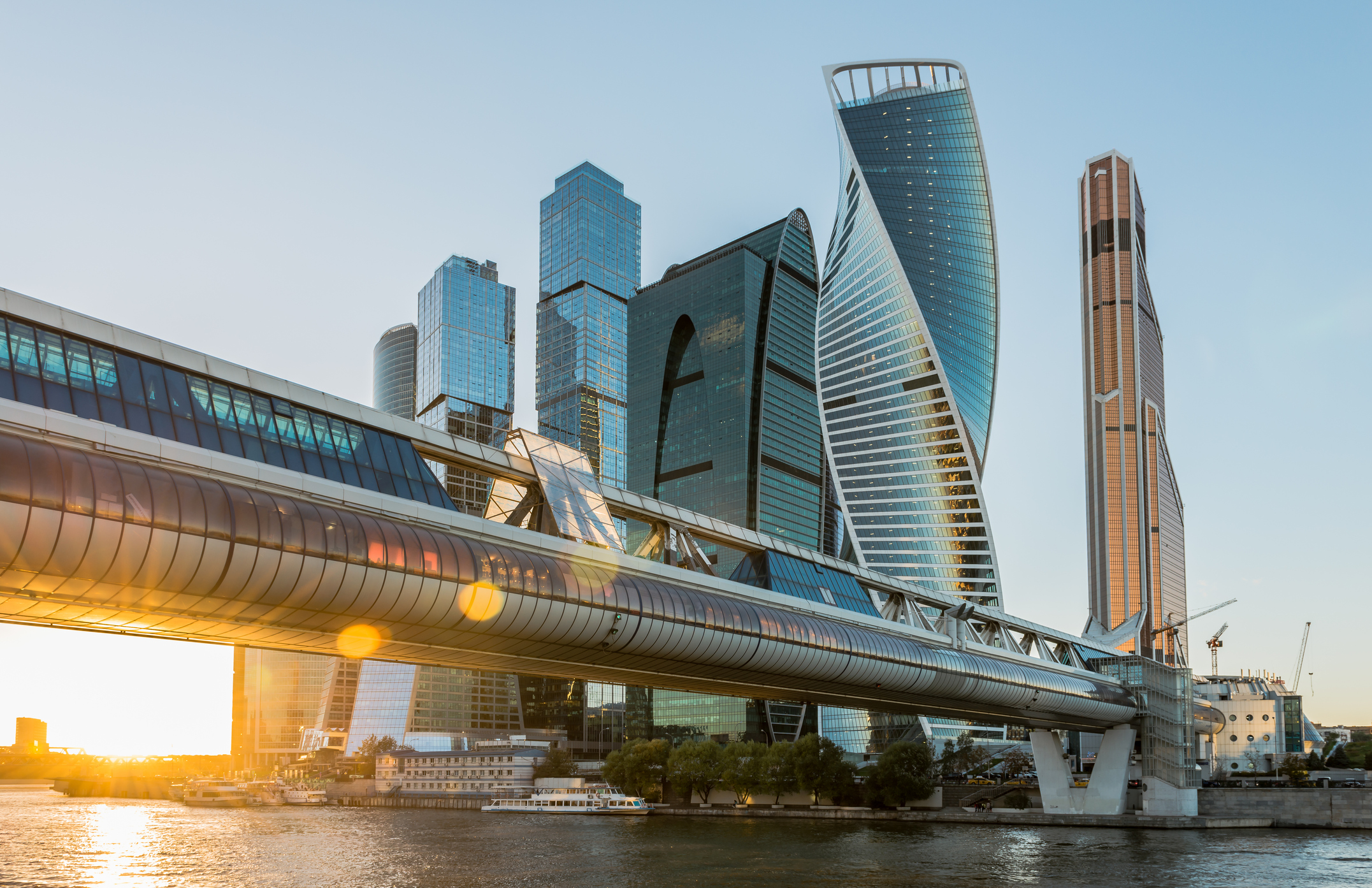 Business center Moscow-city at sunset.