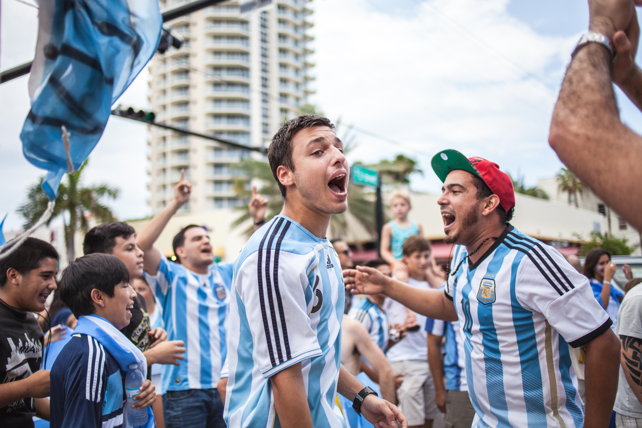 Argentinian soccer fans celebrating – Stock Image