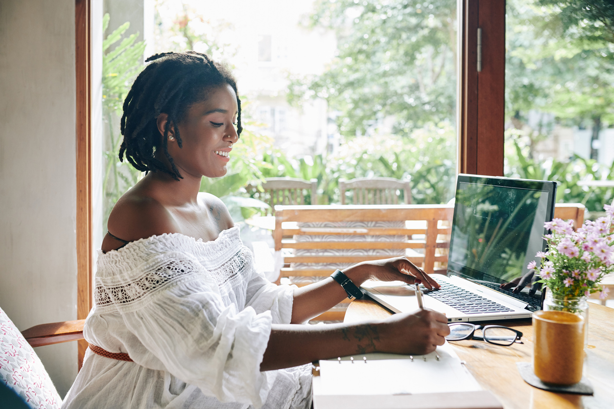 Woman working at home